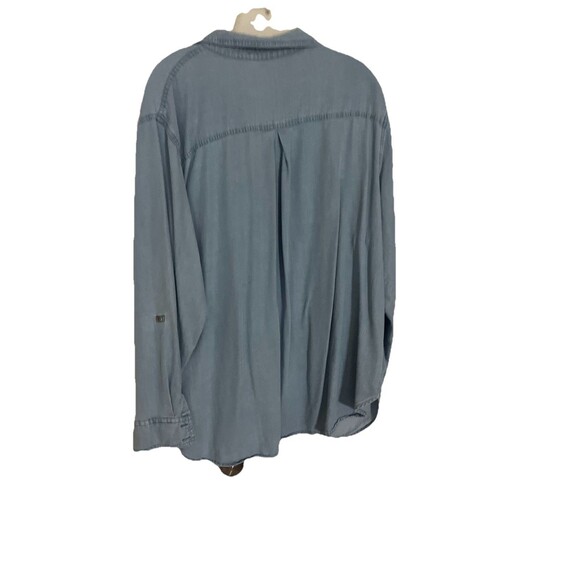 Calvin Klein Jeans Women's Blue Roll-Tab Sleeve Utility Shirt Top Plus Size 2X - Picture 3 of 8